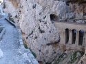 The El Caminito del Rey and views of the train tracks across the gorge.