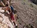 Traversing the climbing pitch to gain access to El Caminito del Rey.
