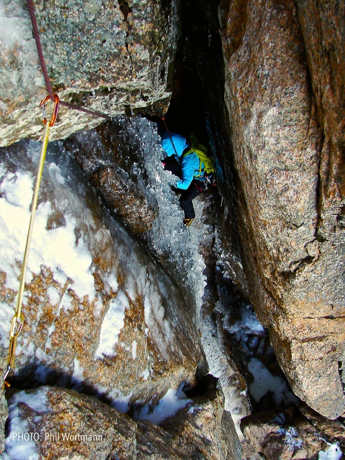 September 2016 swings at 13k on Pikes Peak, CO. No plastic biners here. Photo: Phil Wortmann.