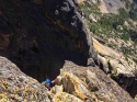 Looking down P2. Liberty Bell via 'Beckey Route' - North Cascades, WA.