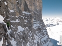 Eric Jesse on a winter ascent of the Eiger Nordwand via Original/1938 Route (3970m). [Switzerland]